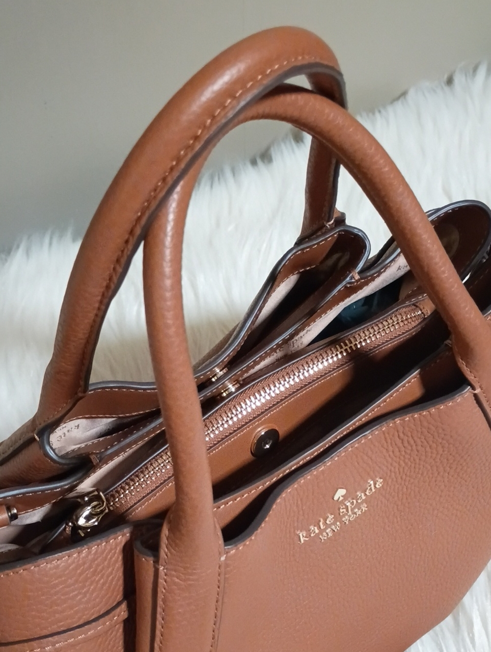 kate spade Dumpling satchel in Gingerbread Tan Pebble leather - Picture 12 of 16